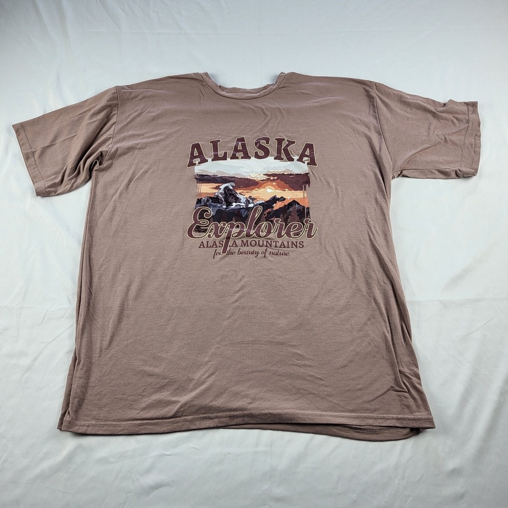 Shein Alaska Explorer Womens Tee Pink Short Sleeve Vinyl Print Medium